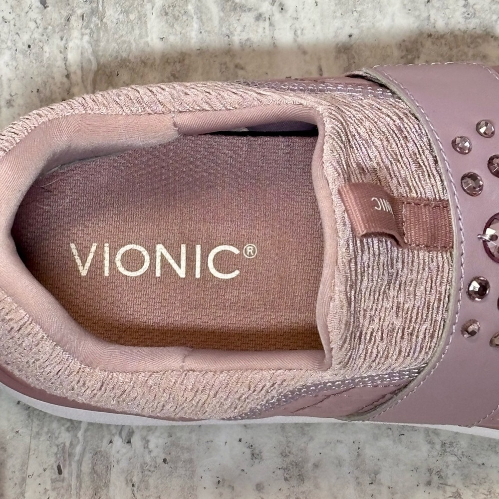 Vionic Dianne Lavender Pink Jeweled Slip On Sneakers Arch Support Sz 10 - Picture 8 of 10